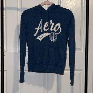 Aeropostale Navy Blue Hoodie with White Accents